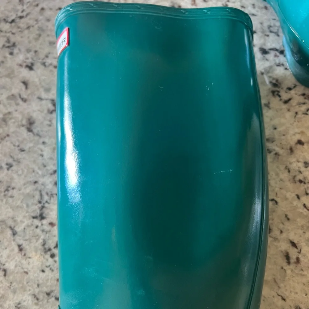 Hunter Original Tall Gloss Laguna Green Rain Boots - Picture 9 of 13